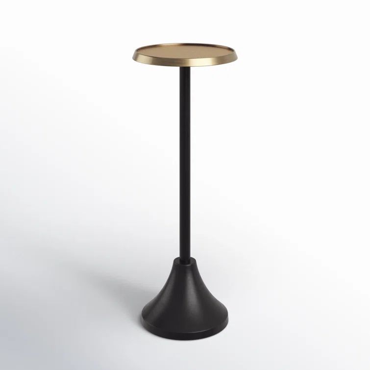 Gold and Black Round Iron Pedestal End Table