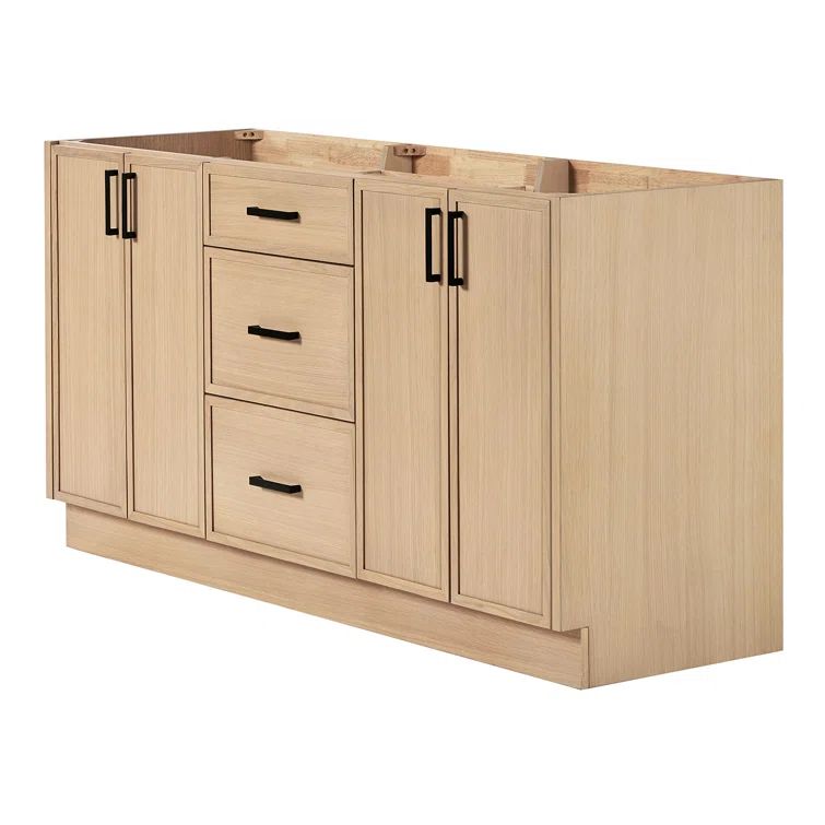 Kelly 66" Light Oak Freestanding Double Vanity Cabinet