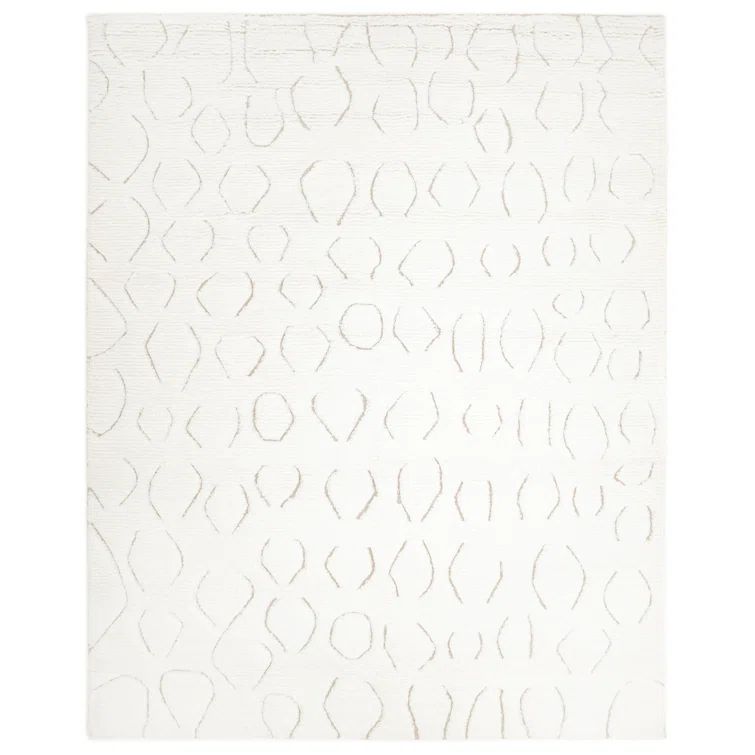 Ivory Hand-knotted Wool Rectangular Area Rug 9' x 12'