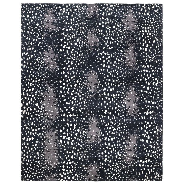 Handmade Black and Gray Wool 9' x 12' Area Rug