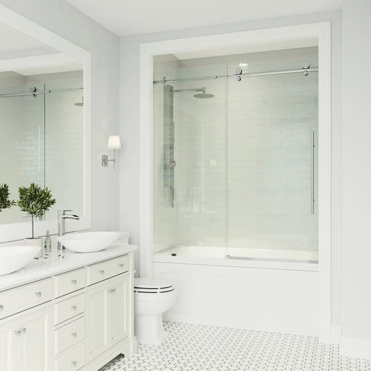 Elan E-Class Chrome Frameless Sliding Tub Door with Clear Glass