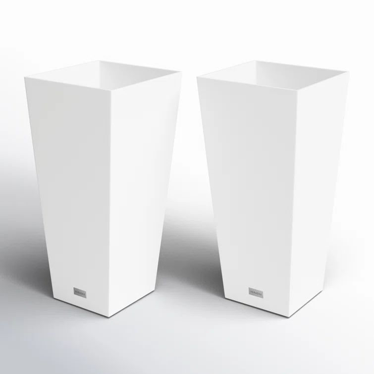 Midland Modern 26" White Recycled Plastic Indoor/Outdoor Planter