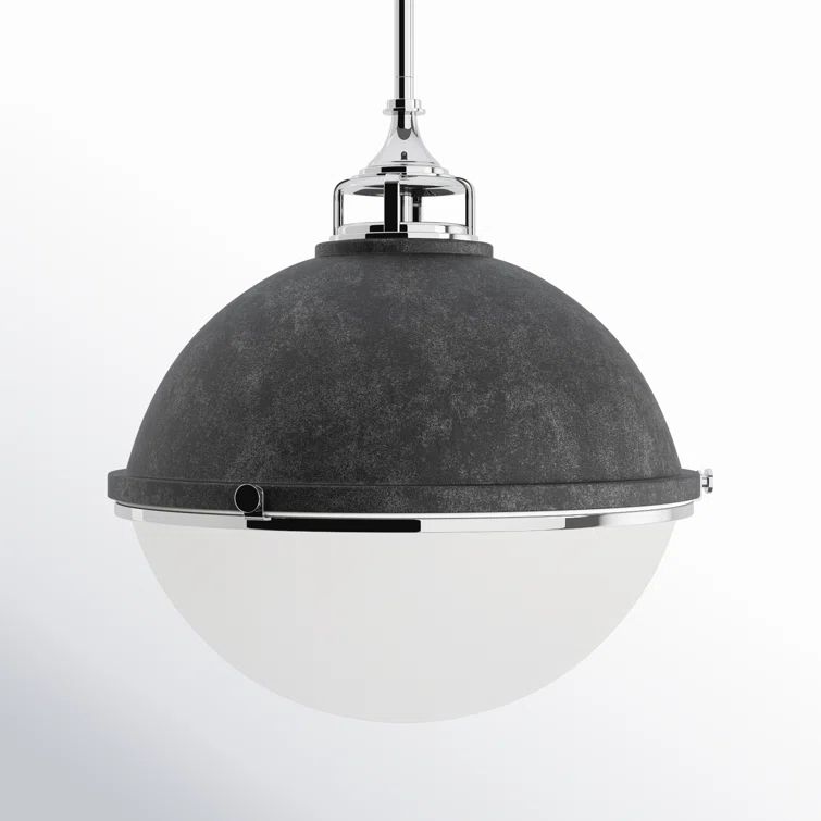 Fletcher Aged Zinc 3-Light Globe Chandelier with Polished Nickel Accents