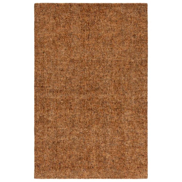Hand-Tufted Square Gold and Brown Wool Area Rug