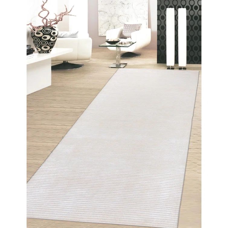 Beige Hand-Tufted Wool and Silk Runner Rug 2'7" x 10'