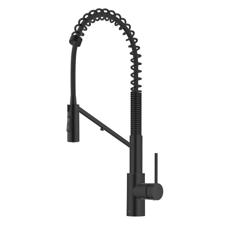 Matte Black Commercial Style Pull-Down Kitchen Faucet with Spray