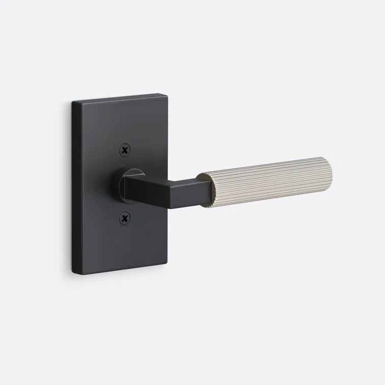 Flat Black and Nickel Round Lever with Rectangular Rosette