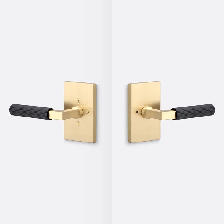 Satin Brass and Black Solid Brass Dummy Door Lever