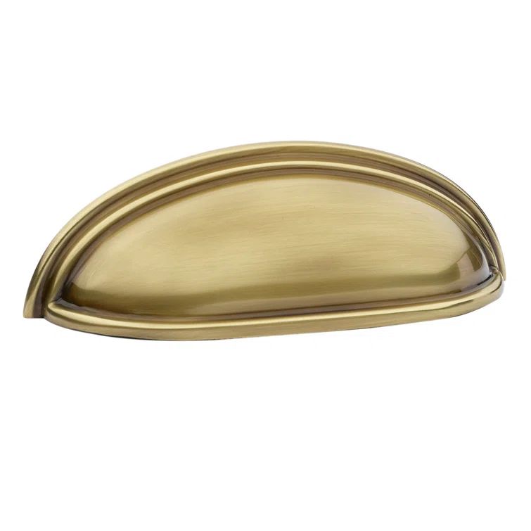 French Antique Brass 3" Traditional Cup Pull with Mounting Hardware