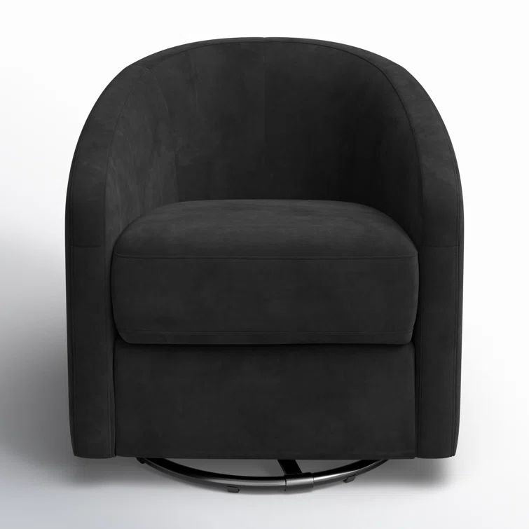 Luxurious Black Velvet Handcrafted Swivel Glider Chair