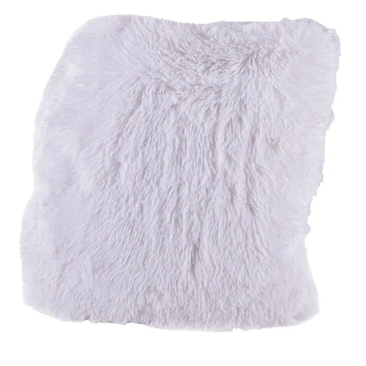 White Faux Fur Square Throw Pillows Set of 2