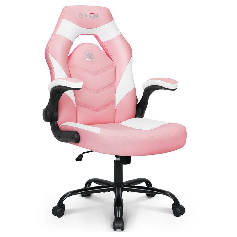 Neo Chair N-gen Comfortable Faux Leather Gaming Chair with Swivel Wheels and Adjustable, Pink