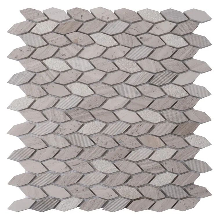 Wooden Gray Leaf Polished Marble Mosaic Wall and Floor Tile