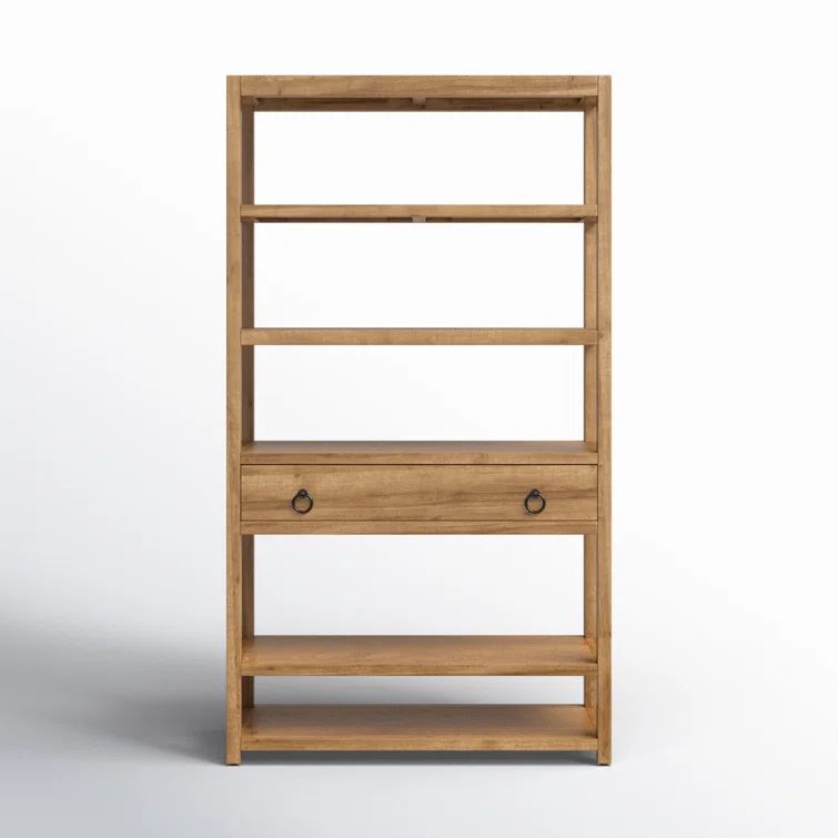 Adjustable Lark 70'' Black Wood Bookcase with Metallic Accents