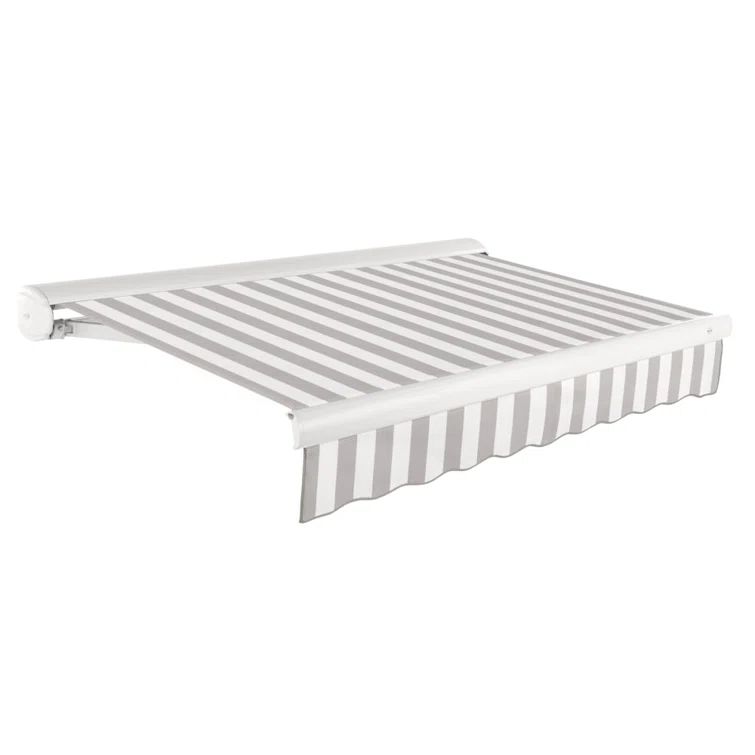 Gray and White Full-Cassette Manual Retractable Patio Awning