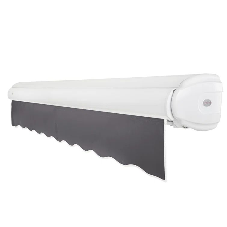 Gunmetal Acrylic Motorized Retractable Patio Awning with Steel Frame