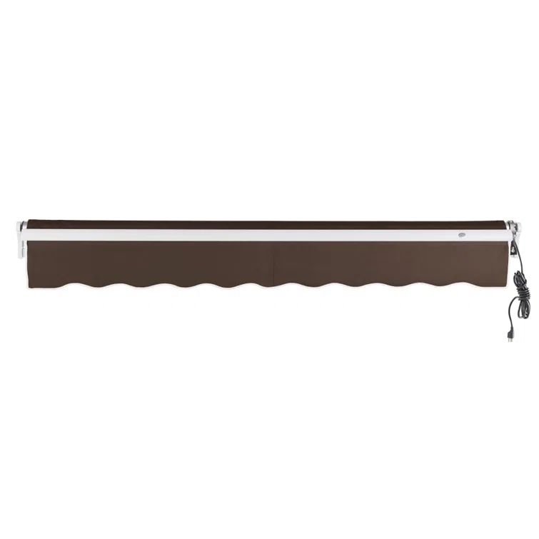 Brown and White Manual Retractable Patio Awning