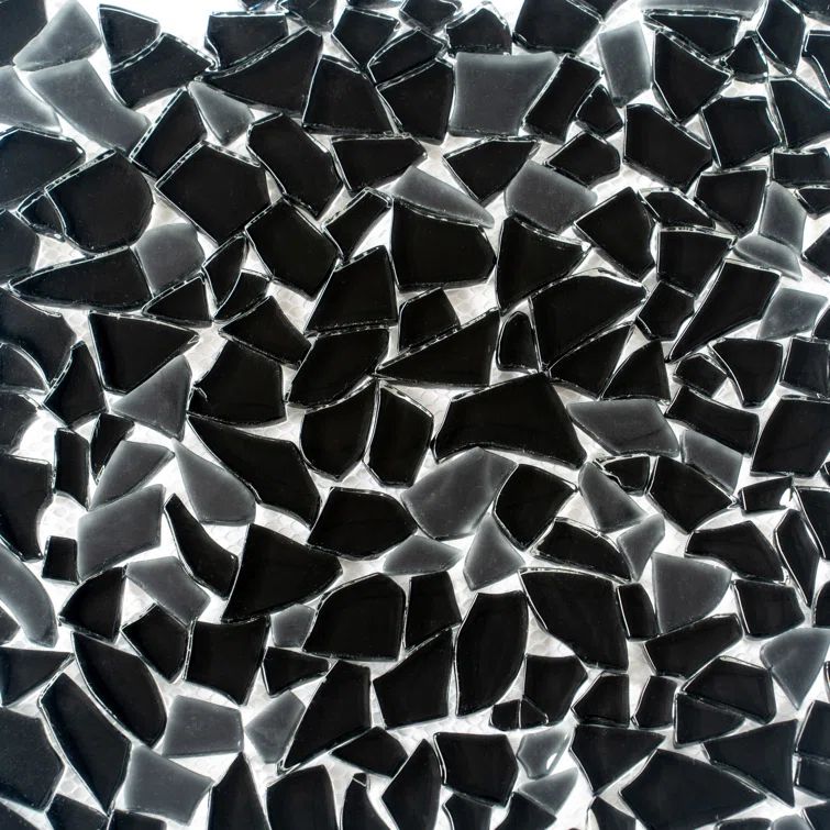 Black Irregular Glass Pebble Mosaic Tile for Walls and Floors