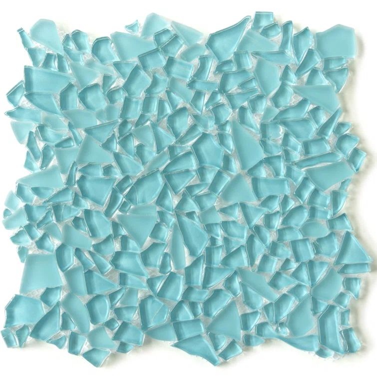 Blue Matte Glass Pebble Mosaic Tile for Bathroom and Kitchen