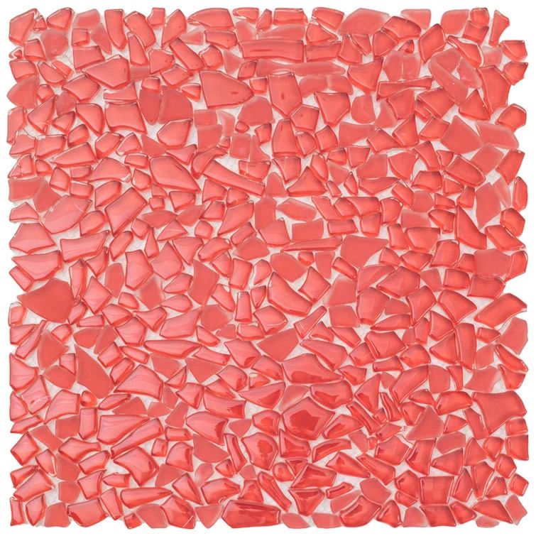 Ruby Red Glass Pebble Mosaic Tile for Kitchen and Bathroom