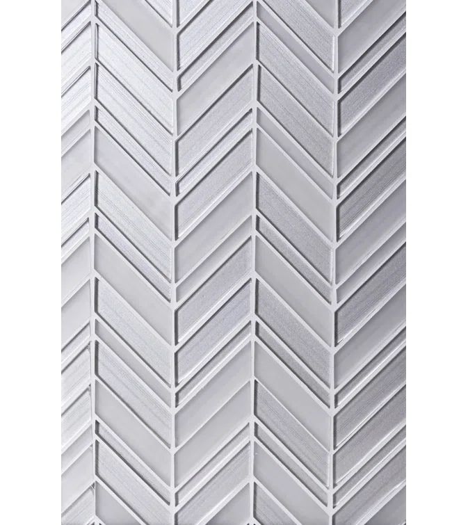 White Chevron Polished and Matte Glass Mosaic Tile