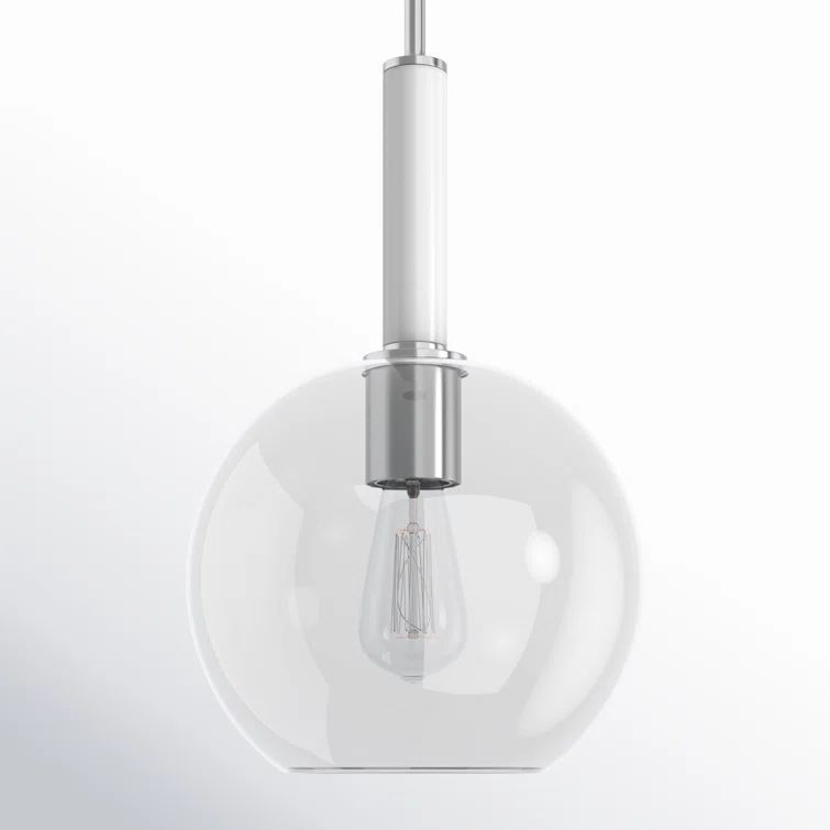 Monroe 16.5" Polished Nickel Round Glass Pendant Light