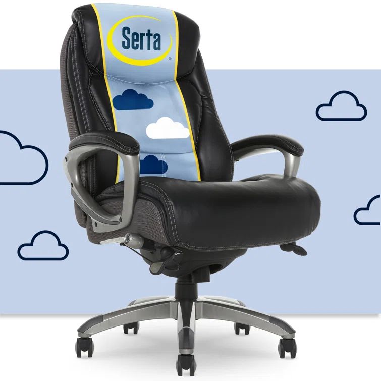 Black and Cream Bonded Leather High-Back Executive Swivel Chair