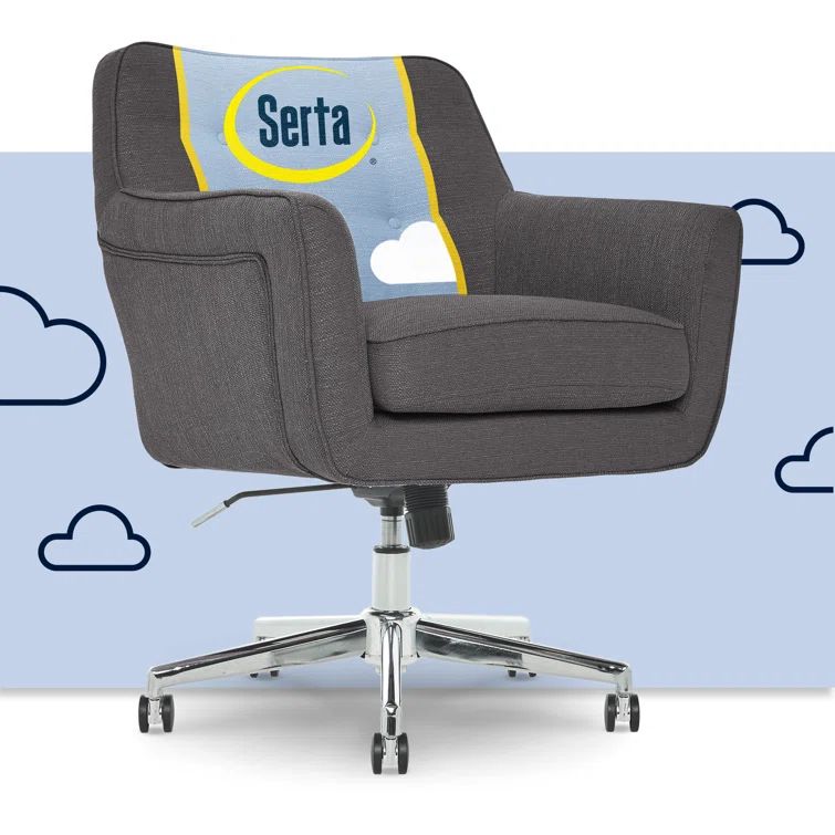 Ashland Graphite Mid-Back Executive Swivel Office Chair with Wood Frame