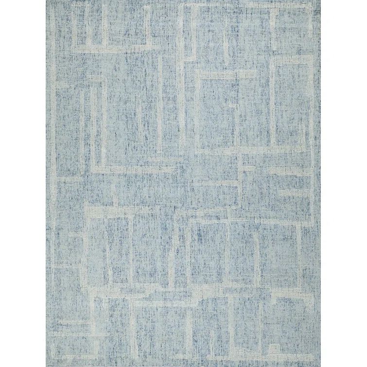 Breckenridge Blue and Ivory Wool Tufted Abstract 14' x 18' Area Rug