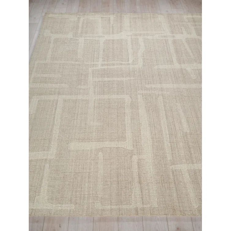 Handmade Beige and Ivory Wool Abstract 6' x 9' Area Rug