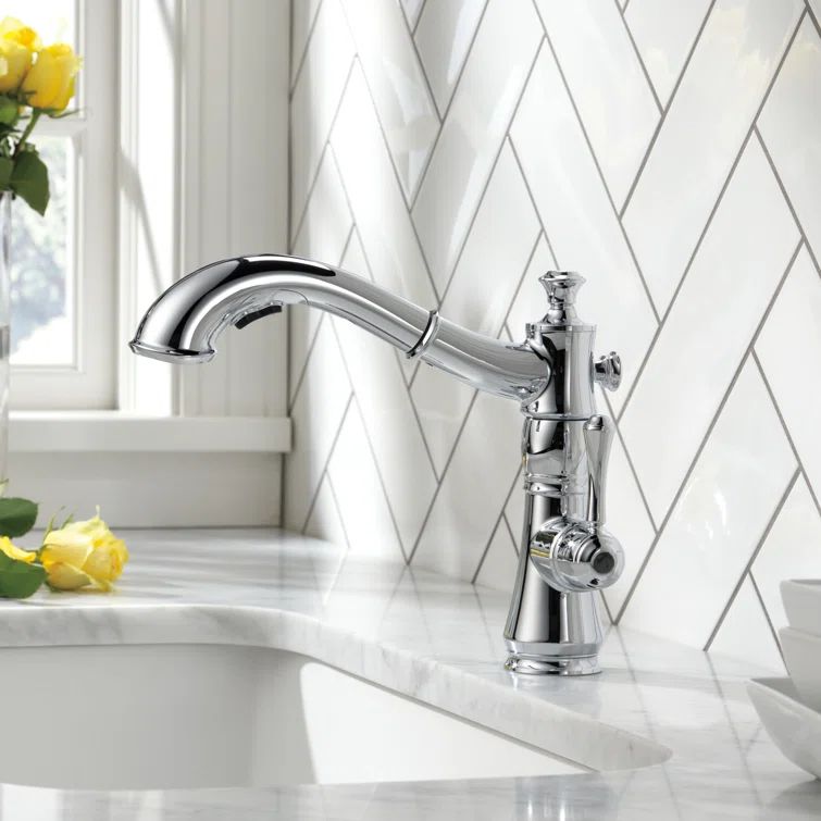 Chrome Traditional Pull-Out Spray Kitchen Faucet