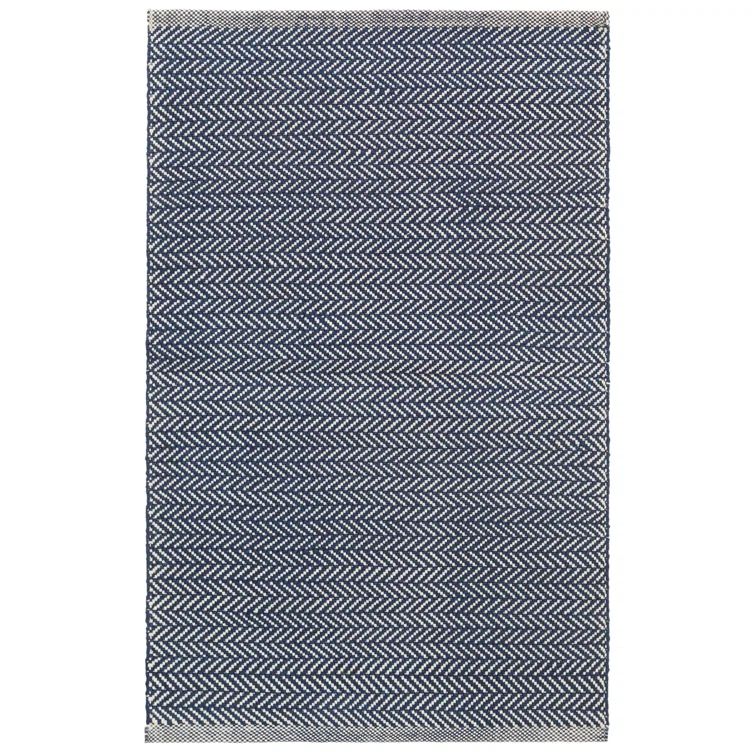 Ivory Herringbone Reversible Handmade Viscose Rug 5' x 3'