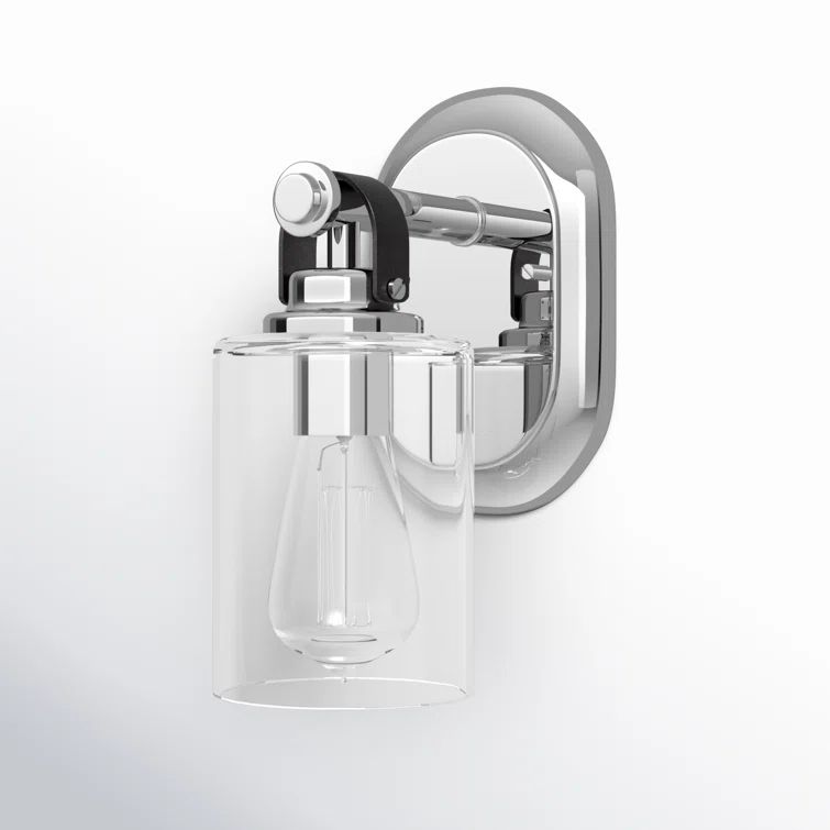 Chrome and Clear Glass Dimmable Outdoor Sconce Light