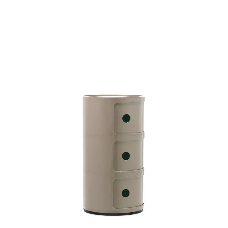 Dove Gray Round Modular Stacking Plastic Storage Unit