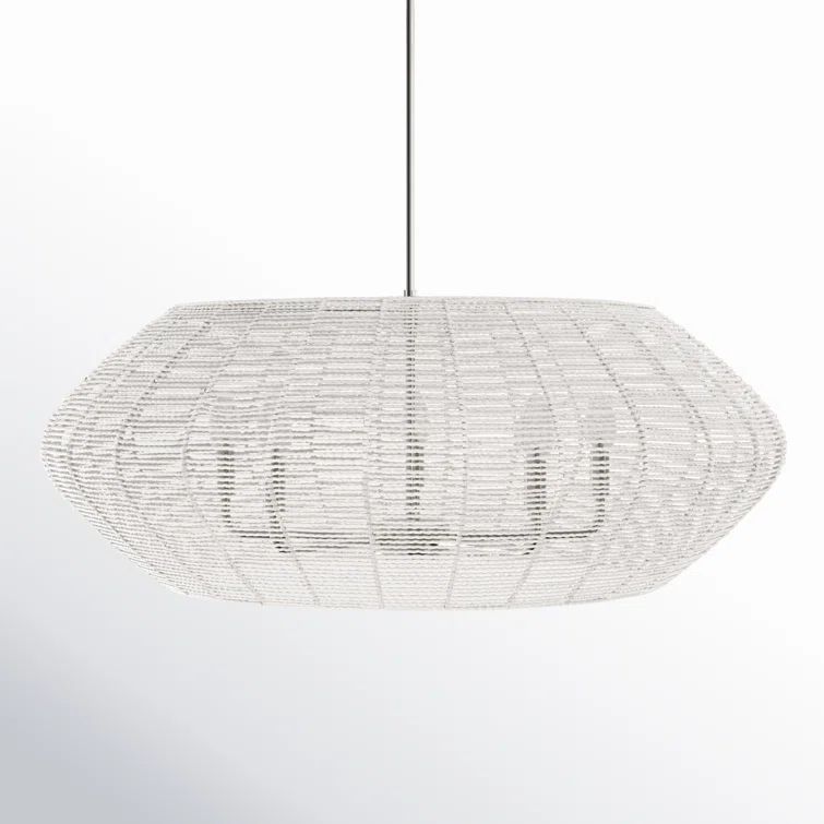 Luca Polished Chrome 5-Light Chandelier with Natural Rattan Shade