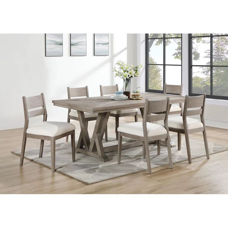 Cornelia Coastal Gray Acacia Wood 7-Piece Dining Table Set
