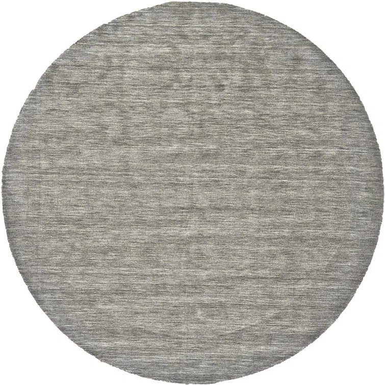 Hand-Tufted Round Gray Wool Stain-Resistant Rug
