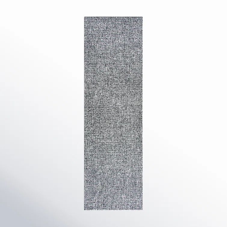 Hand-Tufted Black and White Wool Runner Rug