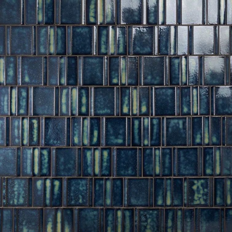 Ocean Blue 6x6 Matte Porcelain Wall Tile with 3D Metallic Look