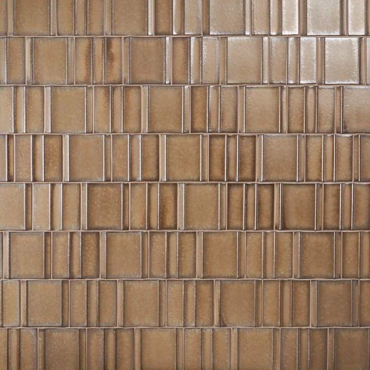 Golden Brown 6x6 Matte Porcelain Wall Tile with 3D Metallic Look