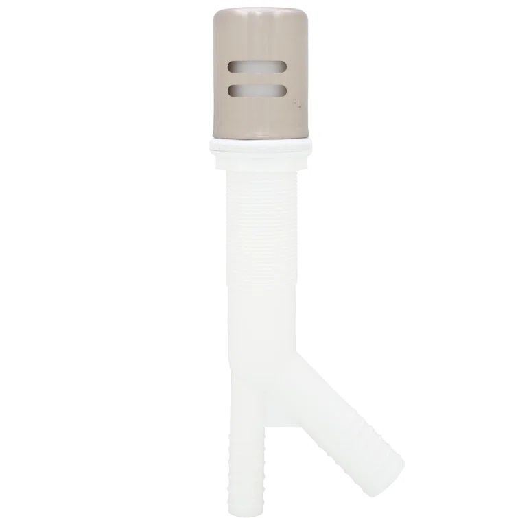 Satin Nickel Dishwasher Air Gap with White Body