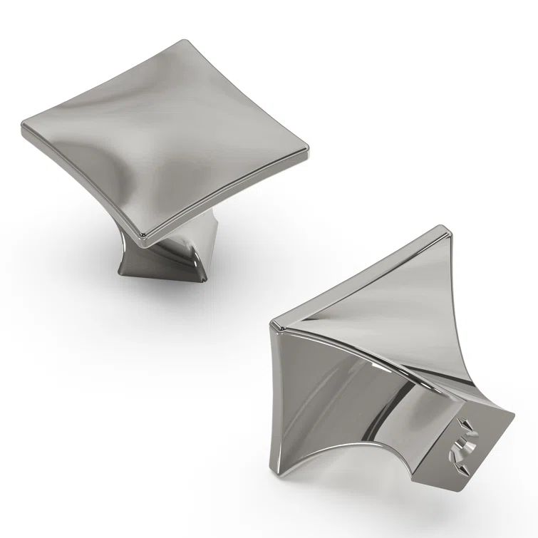 Polished Nickel Modern Square Cabinet Knobs 10-Pack
