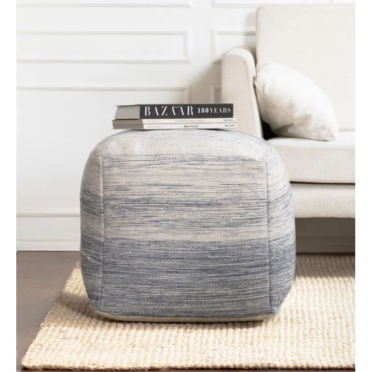 Clay Teal Melange Cotton Square Pouf
