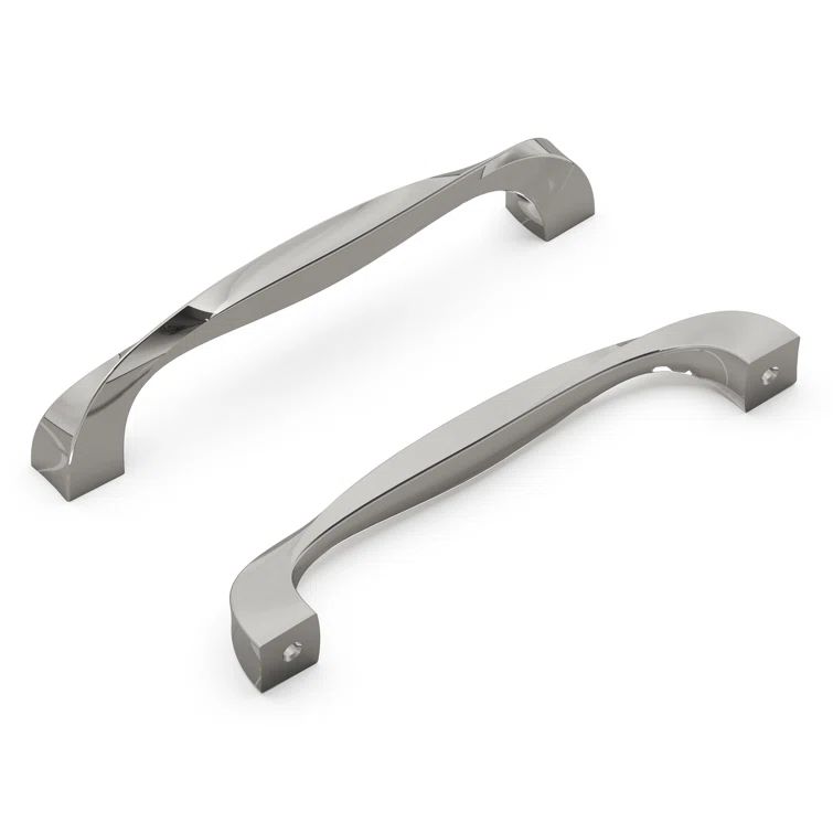 Polished Nickel Modern Bar Handle with Mounting Hardware