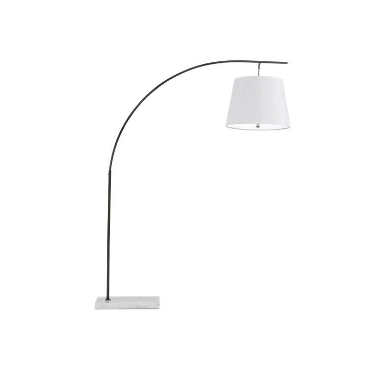 Adjustable Oil Rubbed Bronze Arc Floor Lamp with White Shade