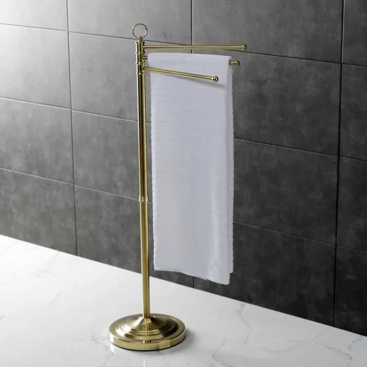 Brushed Brass Vintage Freestanding Triple Towel Rack