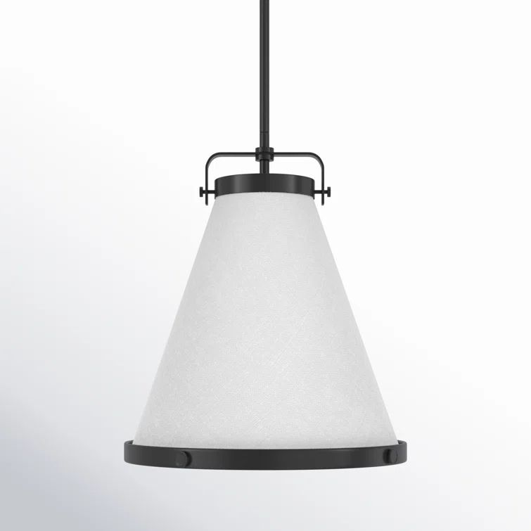 Lark Transitional Black Pendant Light with Off-White Textured Shade