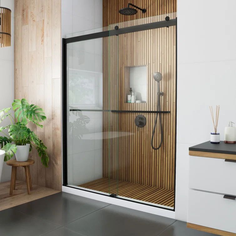 Sapphire 56-60" Matte Black Frameless Sliding Shower Door