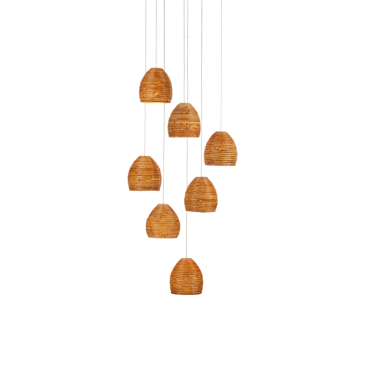 Beehive Silver Rattan 7-Light Adjustable Pendant