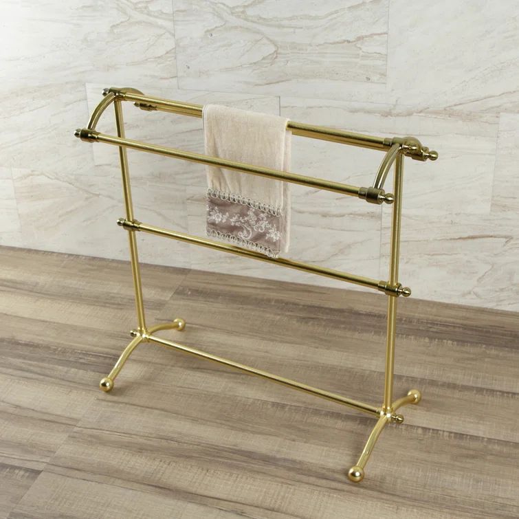 Brushed Brass Freestanding Steel Towel Rack with Multiple Rods